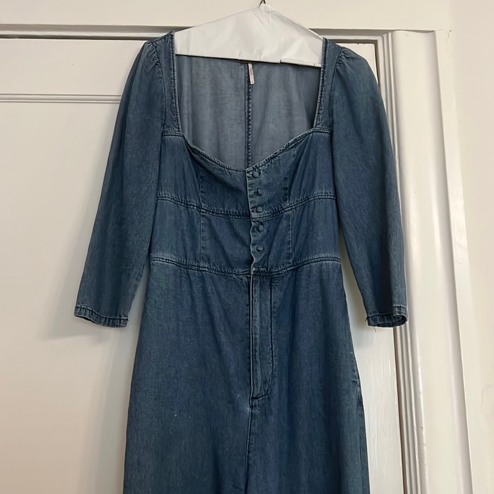 Free people denim jumpsuit (small)